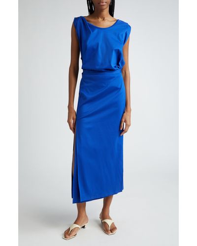 Proenza Schouler Lynn Tie Back Organic Cotton Jersey Midi Dress - Blue