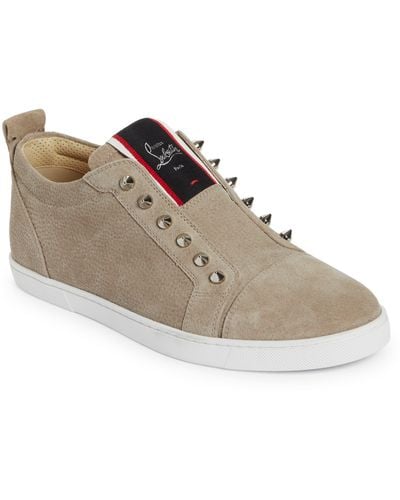 Christian Louboutin F. A.v Fique A Vontade Suede Low Top Sneaker - Brown