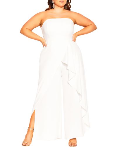 City Chic Attract Strapless Jumpsuit - White
