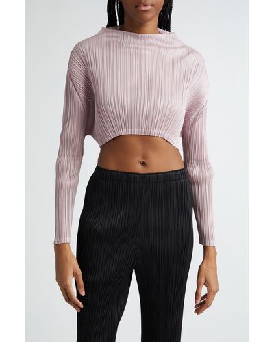 Pleats Please Issey Miyake Monthly Colors January Pleated Crop Top - Pink