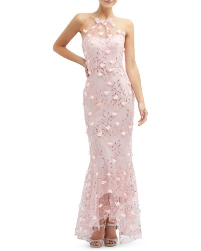 Dessy Collection Sequin Embroidered High-low Gown - Pink