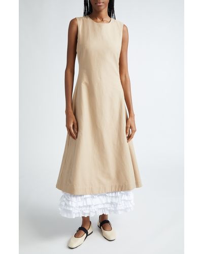 Molly Goddard Fatima Ruffle Hem Cotton Maxi Dress - Natural