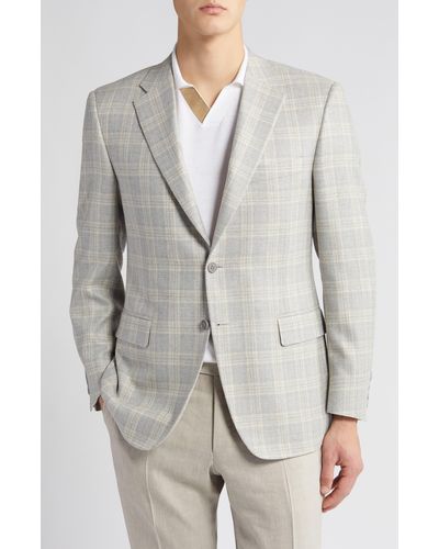 Canali Siena Regular Fit Plaid Silk & Wool Sport Coat - Gray