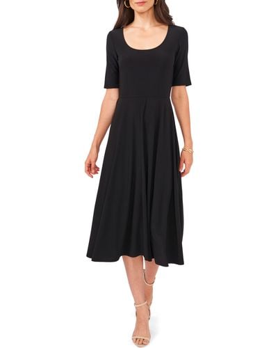 Chaus Elbow Sleeve Fit & Flare Knit Dress - Black