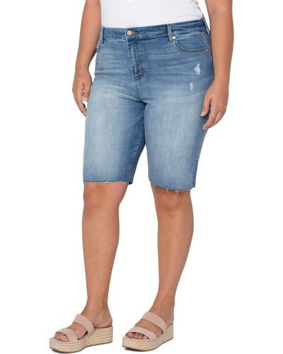 Liverpool Jeans Company Cruiser Raw Hem Denim Bermuda Shorts - Blue