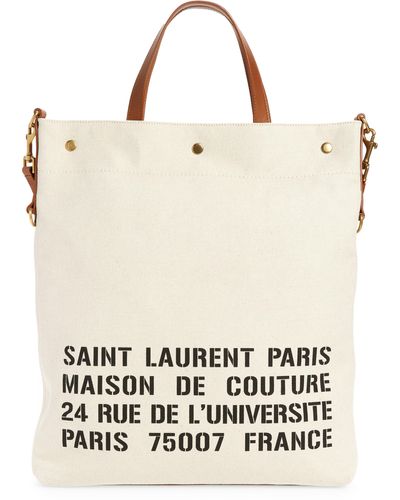 Saint Laurent Small Cotton & Linen Tote - Multicolor