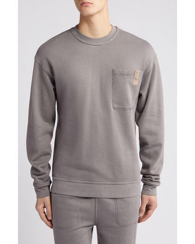 Lunya Reversible Cotton Blend Lounge Sweatshirt - Gray
