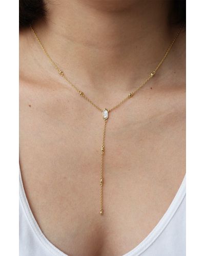 Argento Vivo Sterling Silver Mother-of-pearl Station Chain Y-necklace - White