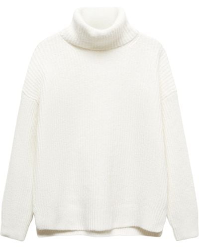 Mango Rib Turtleneck Sweater - White