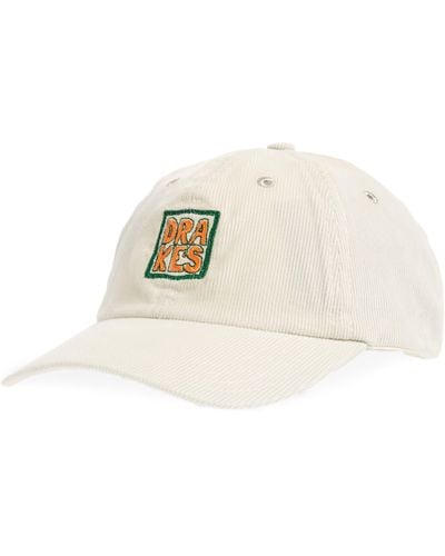 Drake's Embroidered Logo Corduroy Baseball Cap - White