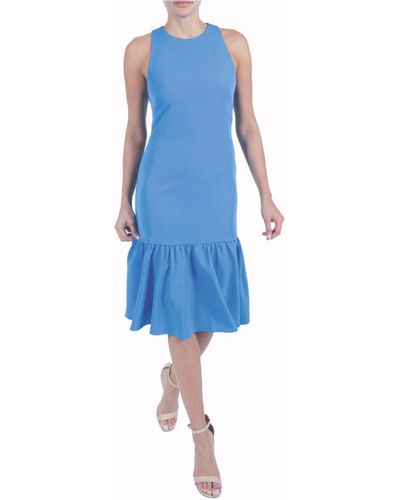Julia Jordan Sleeveless Flounce Hem Crepe Dress - Blue
