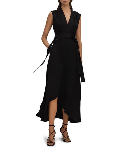 Reiss Raya Cross Strap Sleeveless Midi Dress - Black