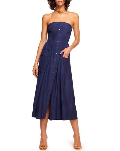 Ramy Brook Blair Strapless Midi Dress - Blue