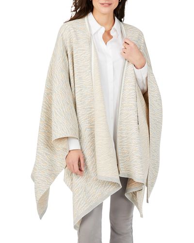 Foxcroft Animal Print Open Front Knit Wrap - Natural