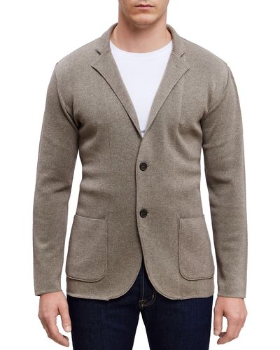Emanuel Berg Notched Lapel Premium Merino Wool Cardigan At Nordstrom - Gray