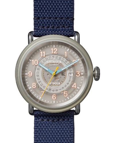 Shinola Obp Detrola Fabric Strap Watch - Gray