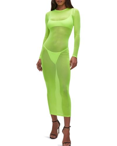 GOOD AMERICAN Mesh Swim Cover-up Maxi Dress - Green