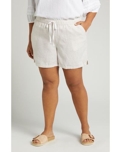Caslon Caslon(r) Stripe Linen Drawstring Shorts - White