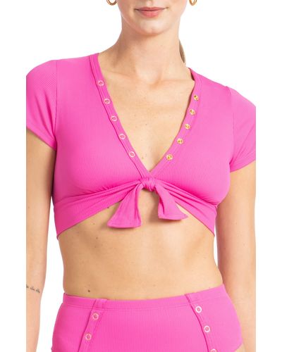 Robin Piccone Amy Crop Bikini Top - Pink