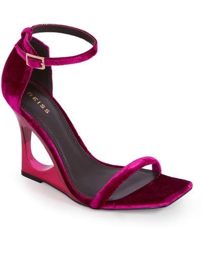 Reiss Cora Ankle Strap Wedge Sandal - Red