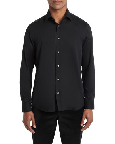 Jack Victor Aurelio Cotton & Silk Blend Dress Shirt - Black