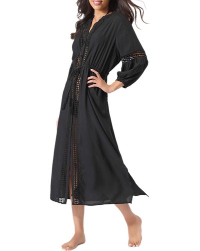 Tommy Bahama Sunlace Long Sleeve Cover-up Dress - Black