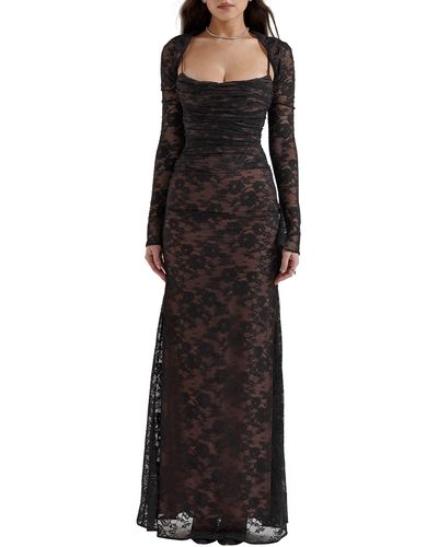 House Of Cb Artemis Long Sleeve Lace Maxi Dress - Black