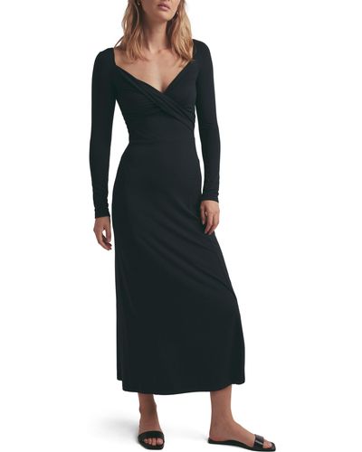 FAVORITE DAUGHTER The Rosie Long Sleeve Midi Dress - Black
