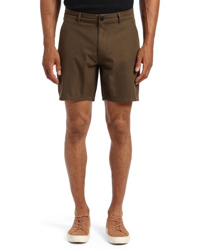 Mavi Daren Flat Front Stretch Cotton Shorts - Brown