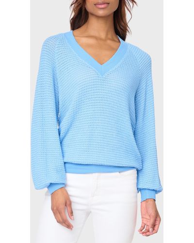 Gibsonlook Courtside Open Stitch Sweater - Blue