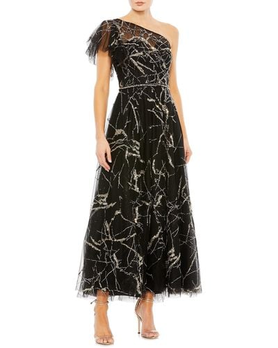 Mac Duggal Sequin Tulle One-shoulder Cocktail Dress - Black