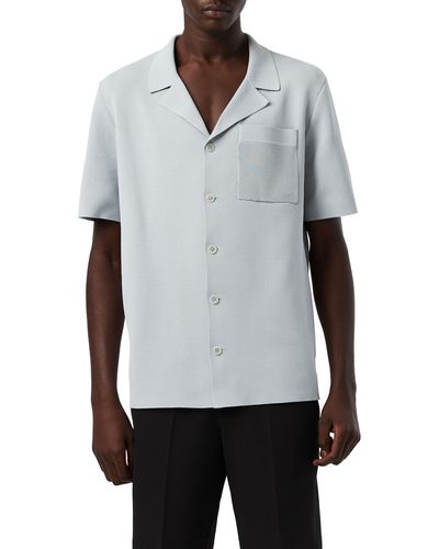 ALPHATAURI Fanoa Short Sleeve Button-up Knit Shirt - Gray