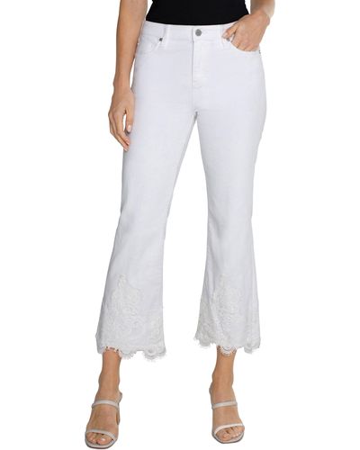 Liverpool Los Angeles Hannah Lace High Waist Crop Flare Jeans - White