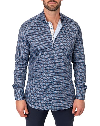Maceoo Einstein Regular Fit Records Button-up Shirt At Nordstrom - Blue