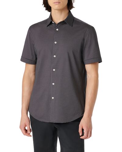 Bugatchi Miles Ooohcotton Pin Dot Short Sleeve Button-up Shirt - Gray