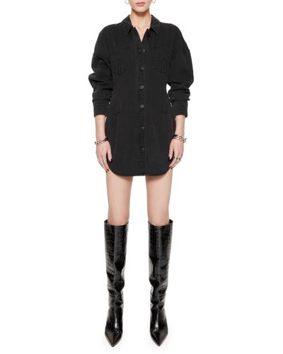 Rebecca Minkoff Florence Long Sleeve Denim Mini Shirtdress - Black