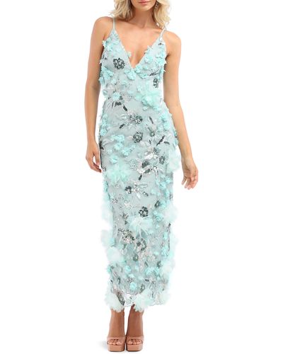 HELSI Norah Sequin Floral Gown - Blue