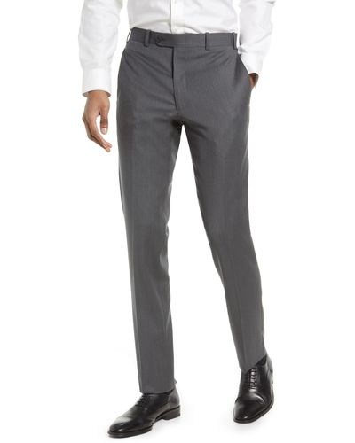 JB Britches Flat Front Wool Pants In Mid Gray At Nordstrom Rack