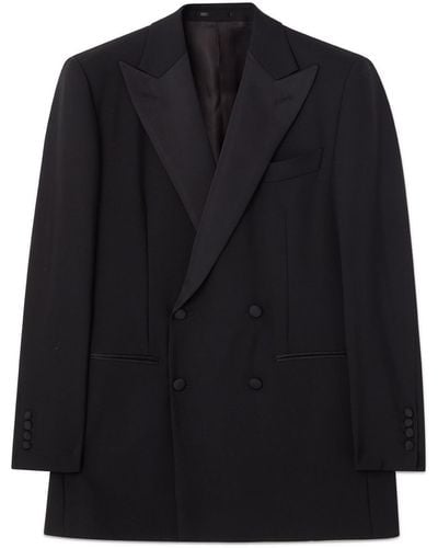 BLK DNM Solid Wool Double Breasted Blazer - Black
