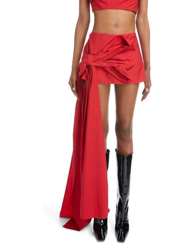 Acne Studios Ibba Oversize Bow Poplin Miniskirt - Red