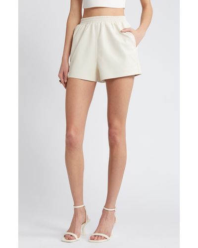 Open Edit Pull-on Faux Leather Shorts - White