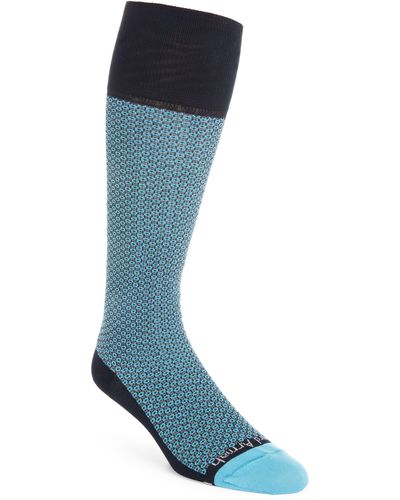 Edward Armah Neat Tall Compression Dress Socks - Blue
