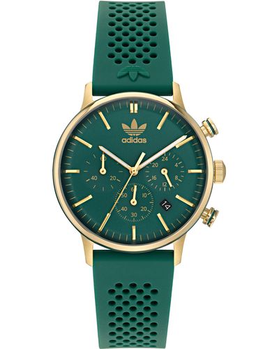 adidas Code One Chronograph Silicone Strap Watch - Green