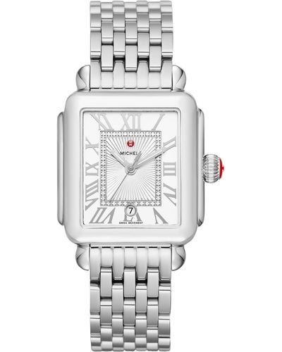 Michele Deco Madison Diamond Dial Bracelet Watch - Gray