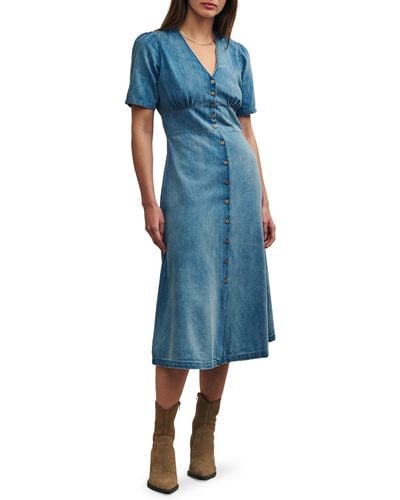 Nobody's Child Alexa Organic Cotton Denim Midi Dress - Blue