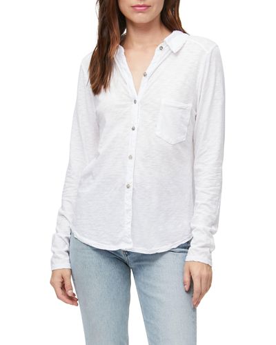 Michael Stars Ayla Slub Knit Button-up Shirt - White