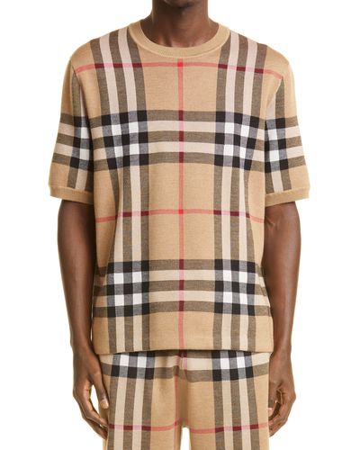 Burberry Wells Check Jacquard Silk & Wool Sweater T-shirt - Multicolor