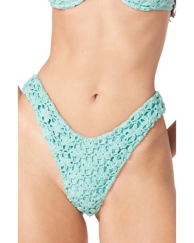 CAPITTANA Savanah Floral Crochet Bikini Bottoms - Blue