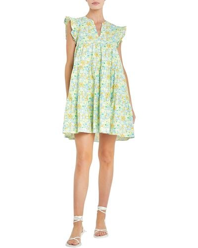 English Factory Floral Tiered Minidress - Green