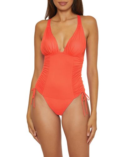 SOLUNA Shirred Cinched Tie One-piece Swimsuit